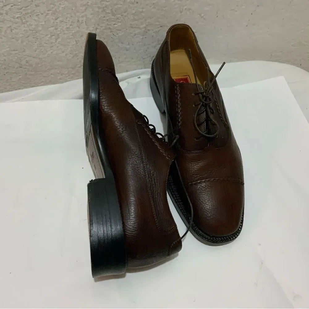 Cole  HAAN men’s shoes Oxford leather brown vibram soles 6.5 E made in Italy